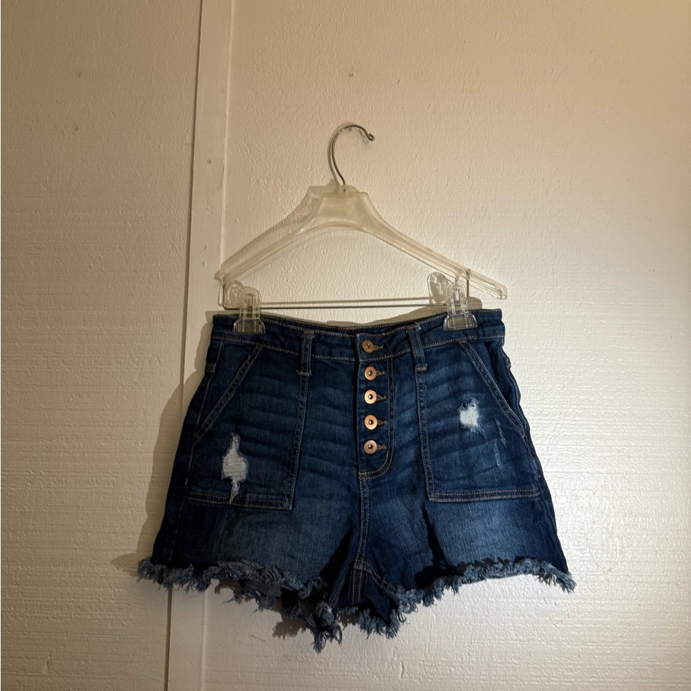 NOBO Dark Blue Distressed Jean Shorts
